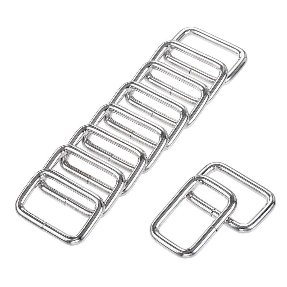 Metal Rectangle Ring Buckles 33x19mm Silver Tone 10pcs
