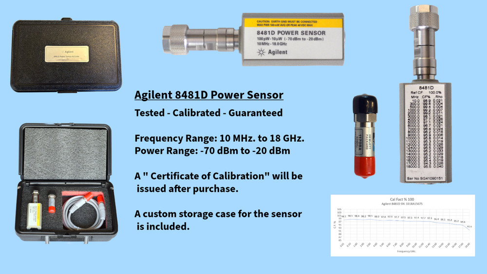Hewlett Packard/ HP 8481D Power Sensor/ Ref Atten/ Cal'ed with Data/ No Cable