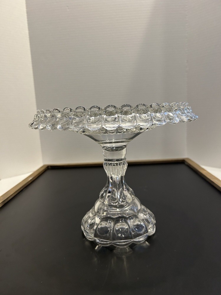 EAPG Clear Pressed Glass Cake Stand Rum Well Compote
