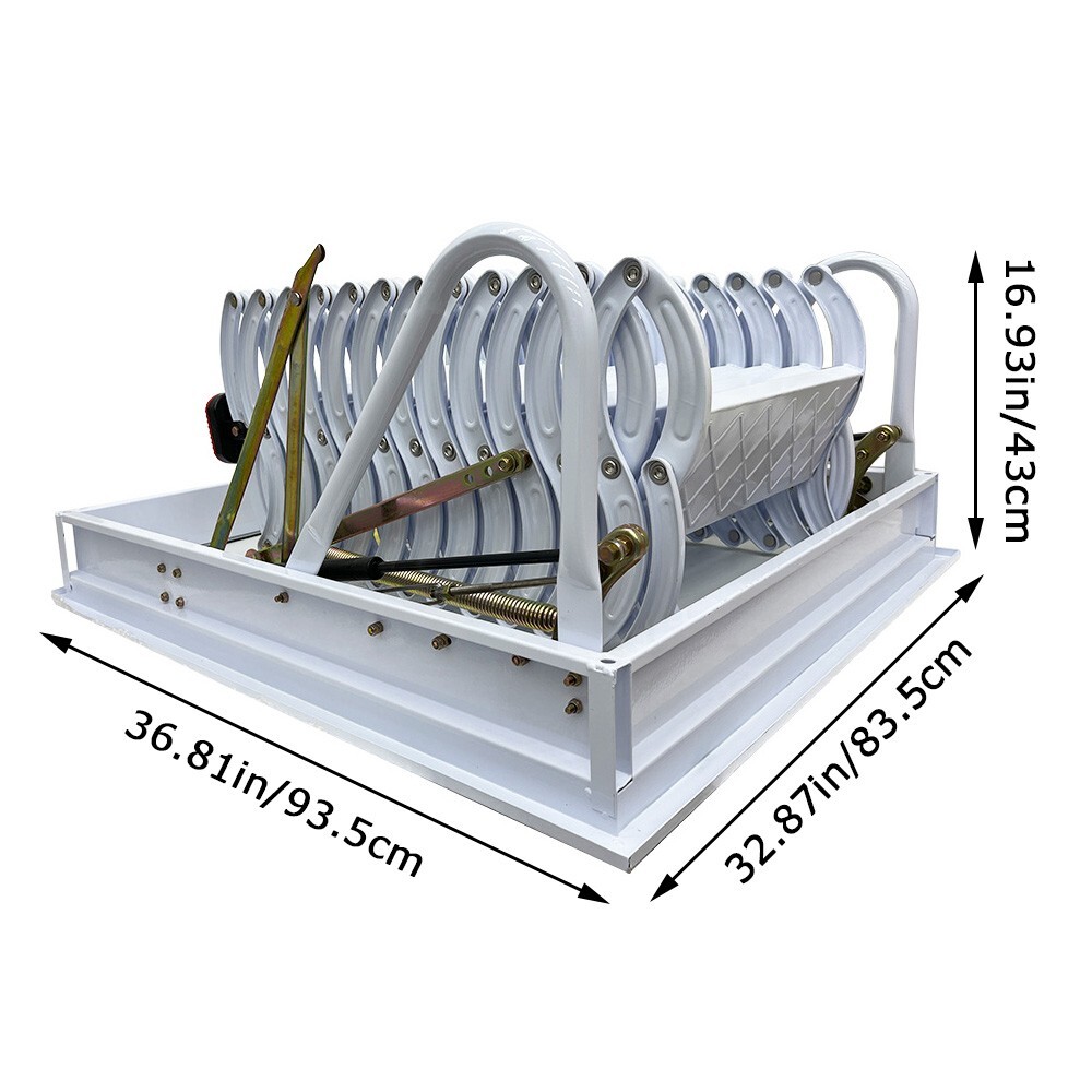 White Attic Pull Down Ceiling Ladder Stairs Folding Telescoping 600lbs 12 Steps