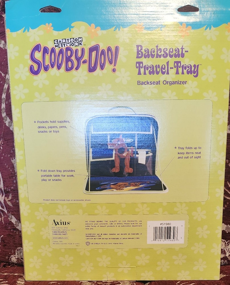 Scooby-Doo Backseat Organizer Fold Down Tray Pockets Multicolor Plastic