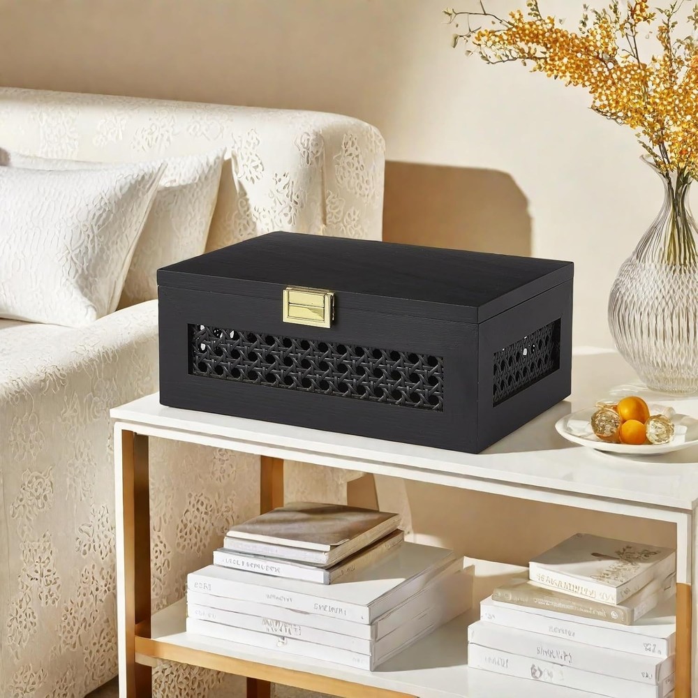 Rustic Pine Wood Keepsake Box Organizer