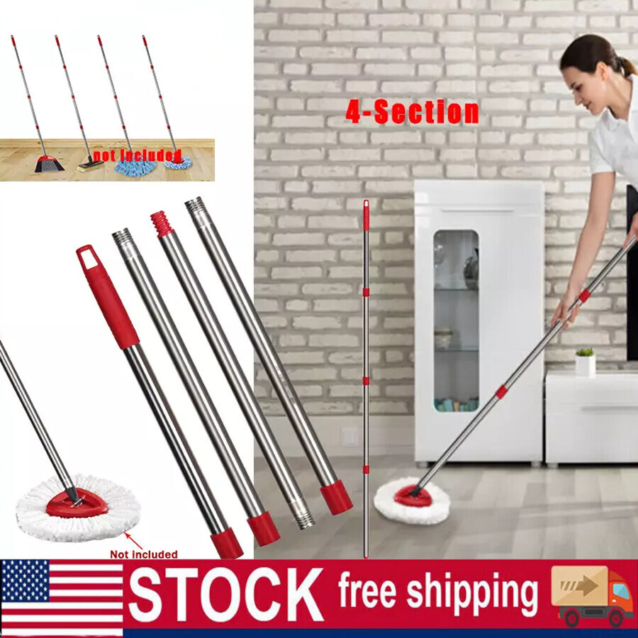 4-Section Spin Stainless Mop Steel Pole Handle For O-Cedar Easywring RinseClean