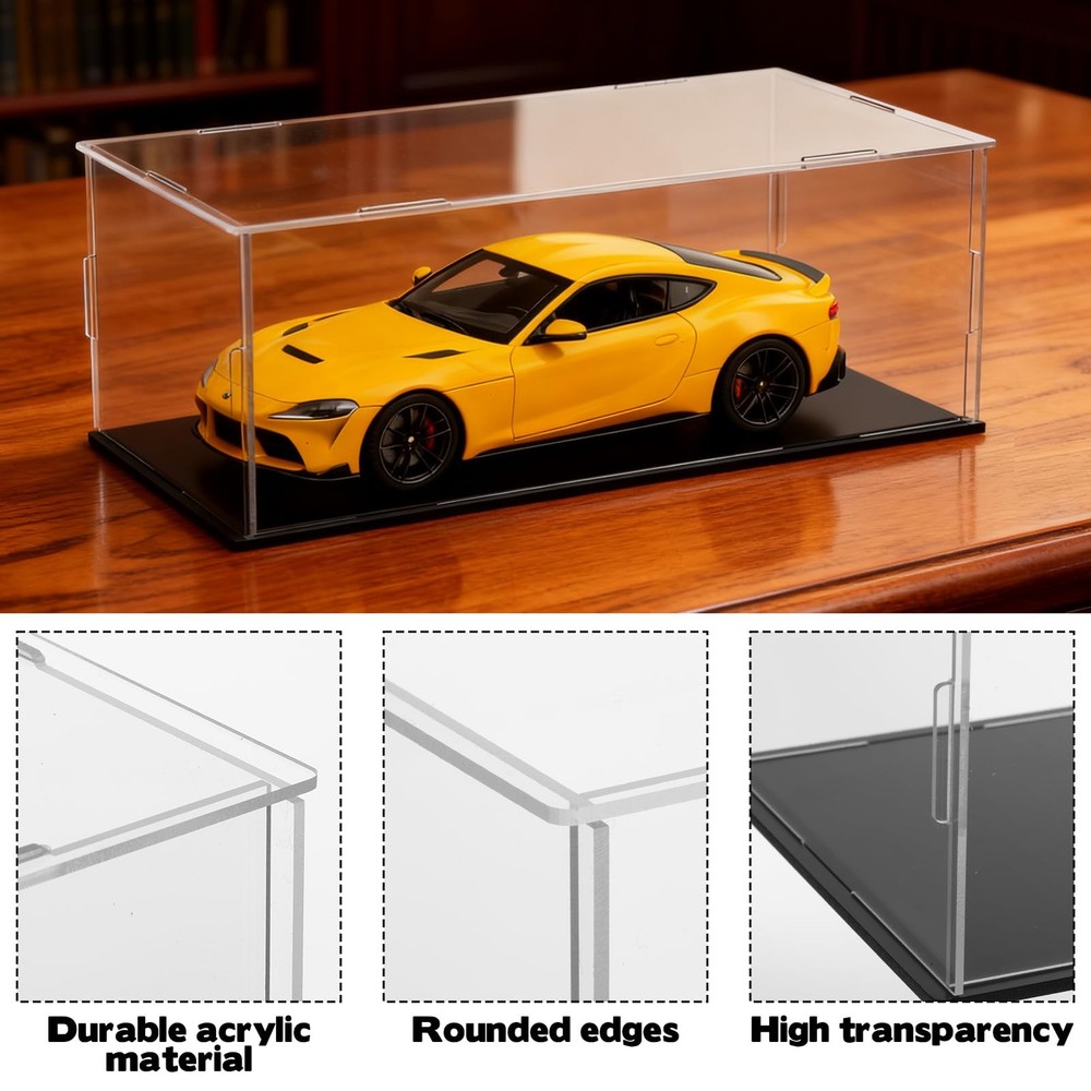 3 PCS Acrylic Model Car Display Case1: 24 Scale Clear Display Boxes with Plastic
