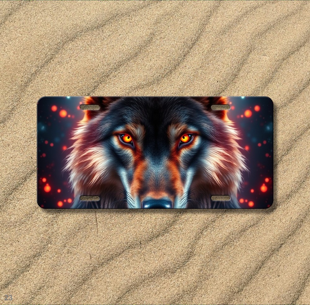 Hyperrealistic Wolf License Plate Name Plate Auto Tag Unique Gift