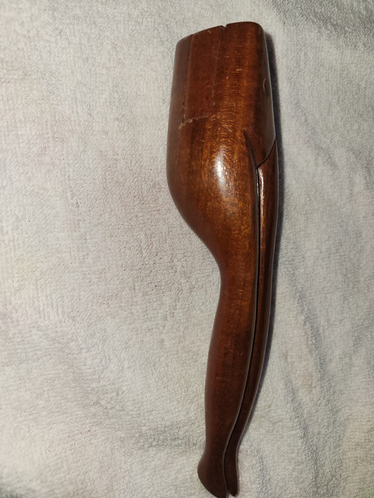 Vtg Solid Wood Nutcracker Lady Legs Hand Carved