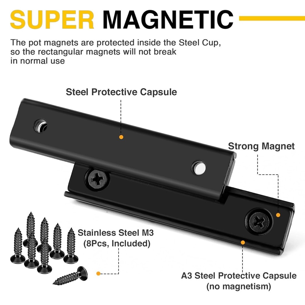Super Strong Bar Magnets 70Lbs Heavy Duty Rectangular Pot with Screws
