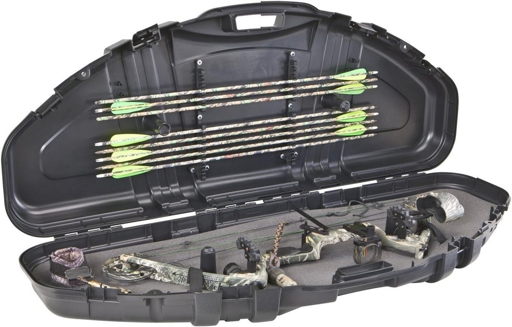 Archery Bow Case Lockable Hard Case Padded Storage Holds 6 Arrows
