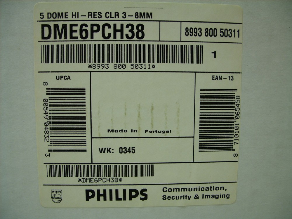 Bosch Philips Fixed Dome CCTV Surveillance Camera & Mount Kit DME6PCH38W - NOS