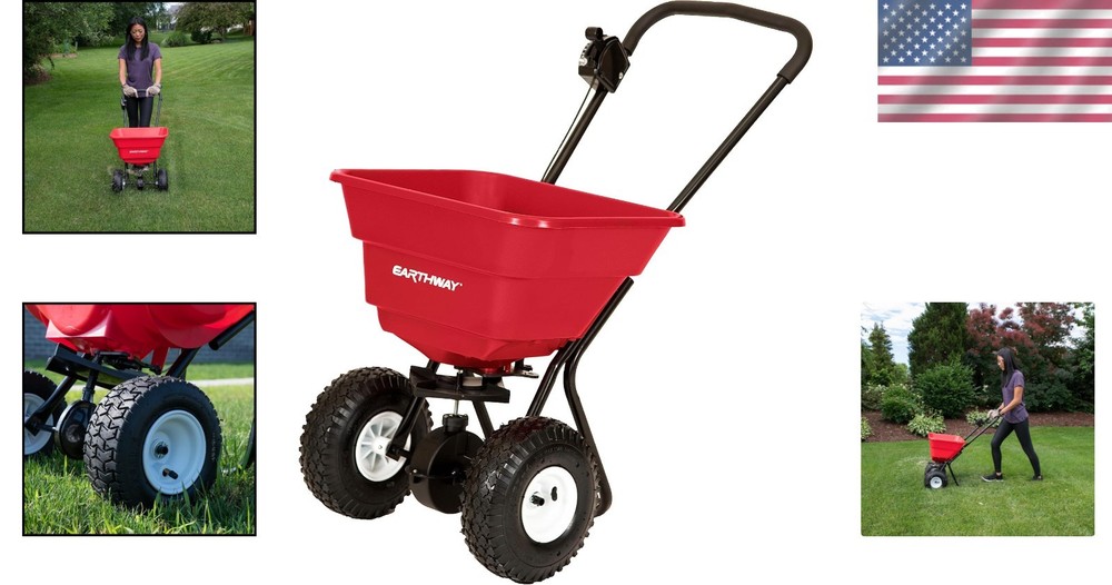 Lawn Broadcast Spreader 80lb Capacity Fertilizer Seed Spreader Pre-Assembled