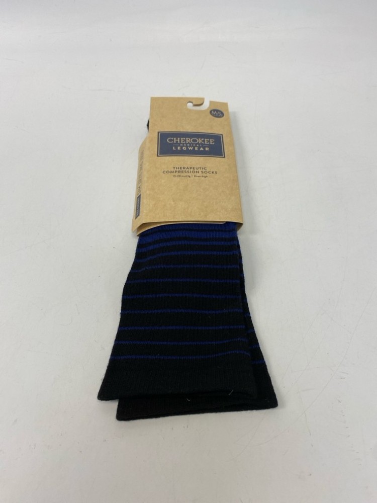 NEW/PKG Cherokee Black/Blue Socks