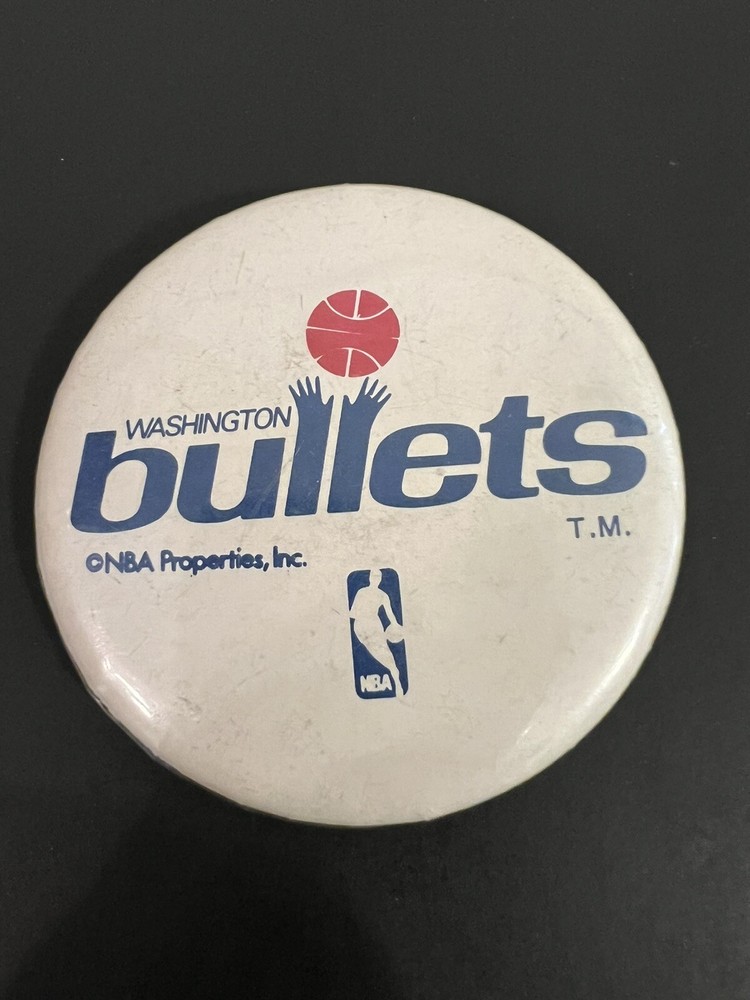 Washington Bullets VTG 1990s Logo Pinback Button White 2 1/4”