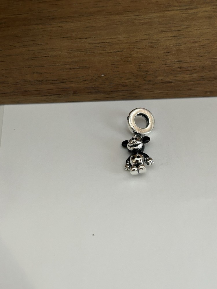 S925 Sterling Silver Dangle charm Black Mickey Mouse Charm Pendant