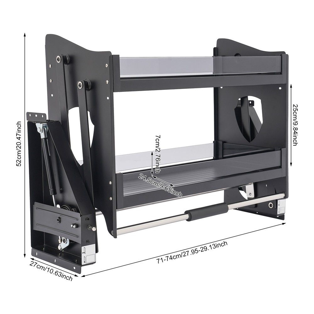 2 Tier Kitchen Cabinet, Pull Down Bowl Dish Cup Organizer Shelf 74*27*52cm