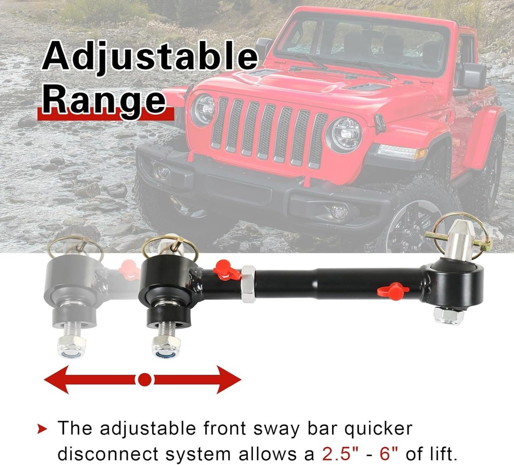 Adjustable Front Swaybar Quicker Disconnect System with 2.5" - 6" Lift Replace