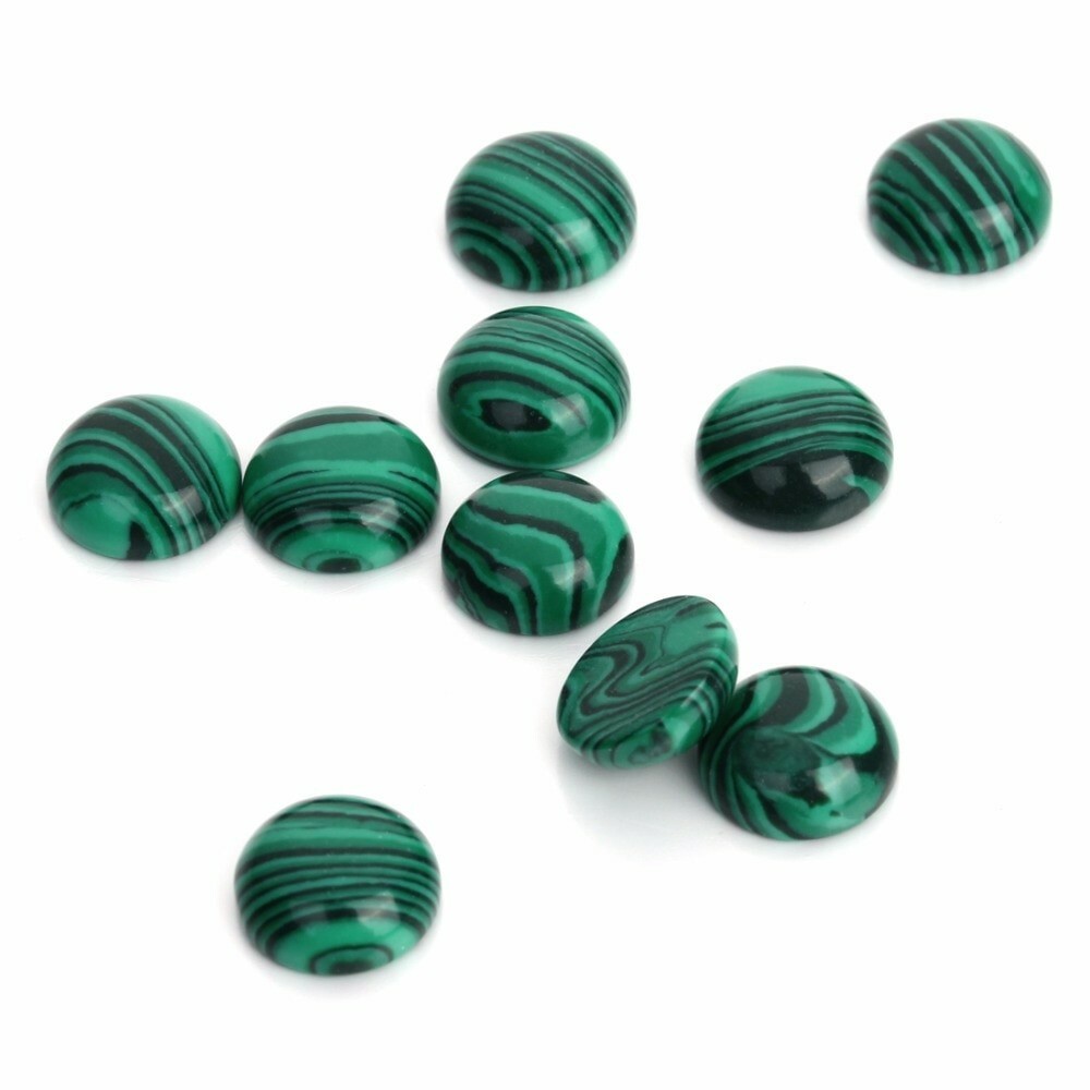 NATURAL MALACHITE, CABUJON 8MM