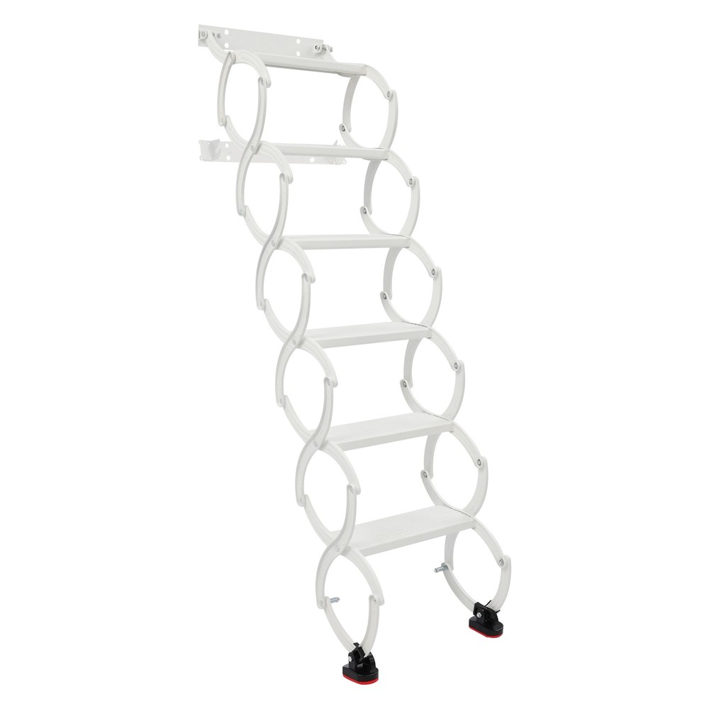 Wall Mounted Folding Ladder,White Step Ladders,6-Steps Retractable Folding Stair