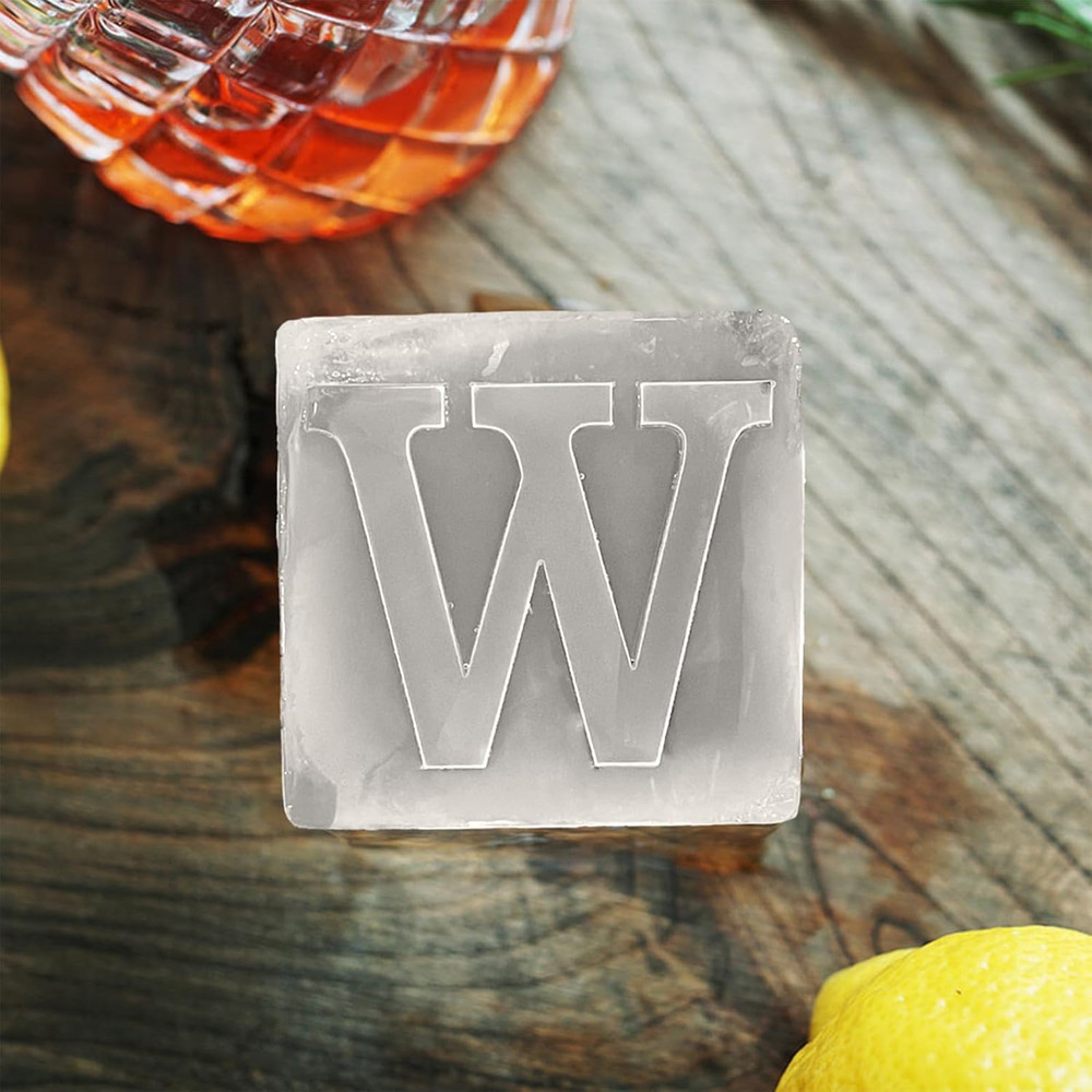 Letter W Monogram Ice Cube Mold Custom Ice Cube Mold 2 Inch Big Initials Silicon