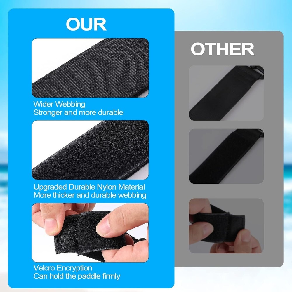 Soft Neoprene Adjustable Paddle Holders - 6 Clips for Ultimate Convenience