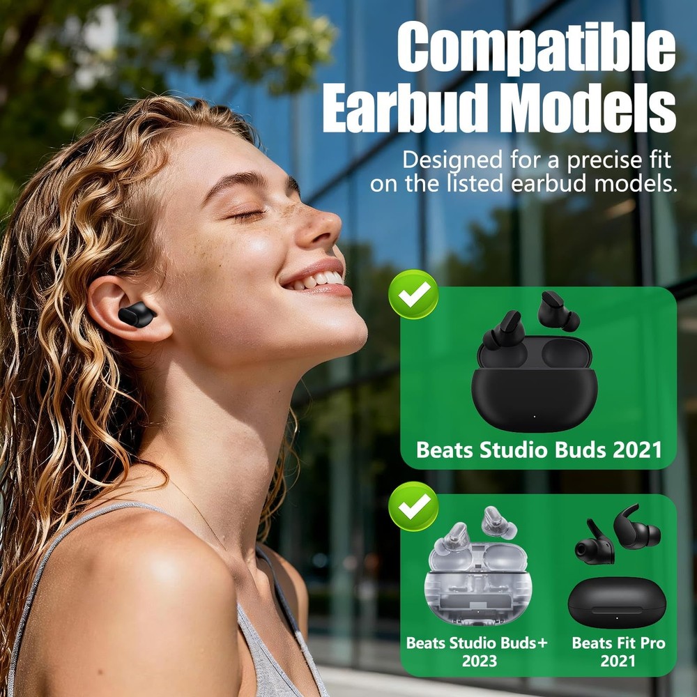 9 Pairs Replacement Ear Tips for Beats Studio Buds/Fit Pro/Studio Black