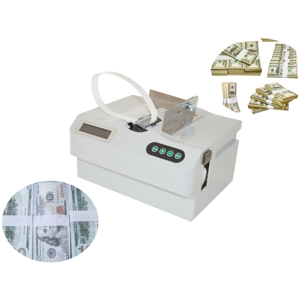 Automatic Banknote Baling Strapping Machine Cross Binding Bill Pack Tool 110V