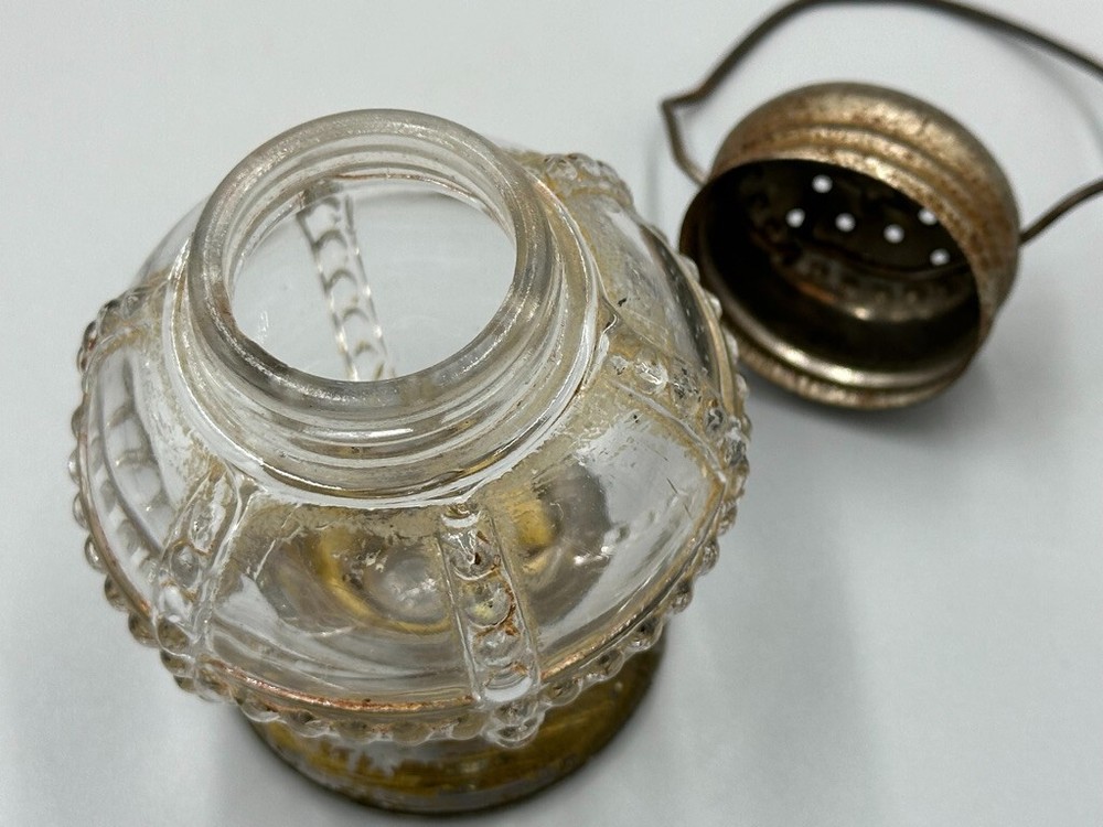 1910s Beaded LANTERN Glass CANDY CONTAINER Shaker E&A 405