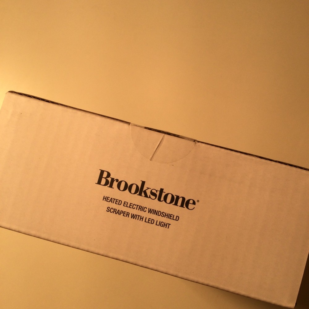 NEW-Brookstone Heated Electric Windshield Scraper with LED Light-Snow Ice Melter