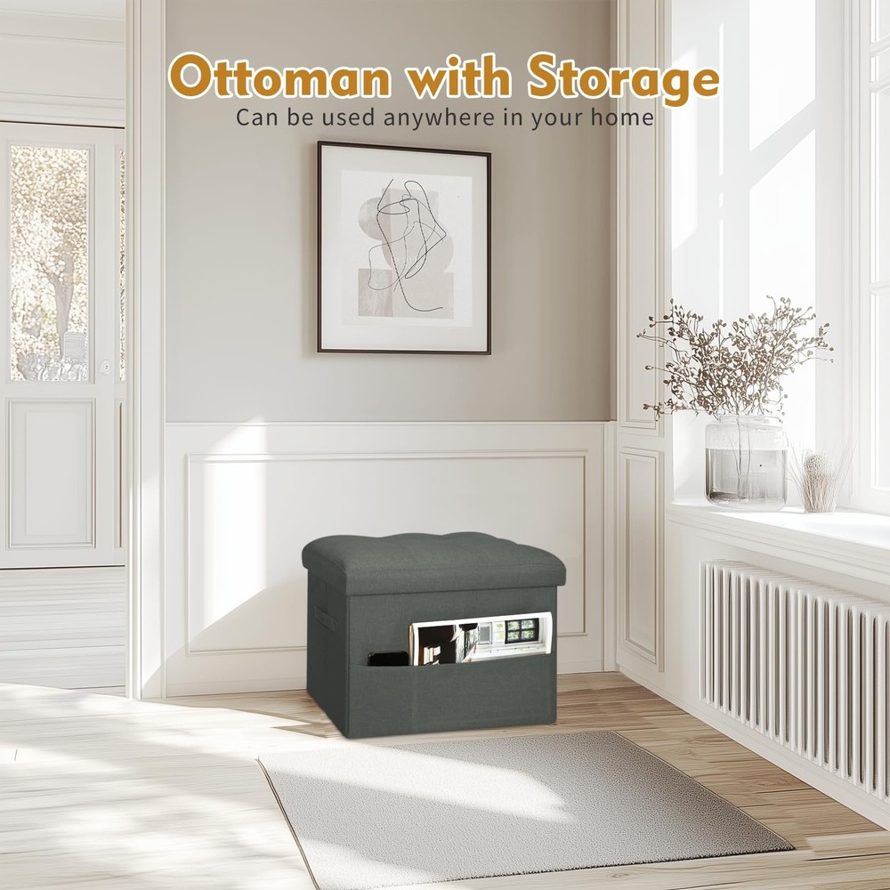 Small Ottoman with Storage Foldable Ottoman Foot Rest Stool with Thicker Foam...