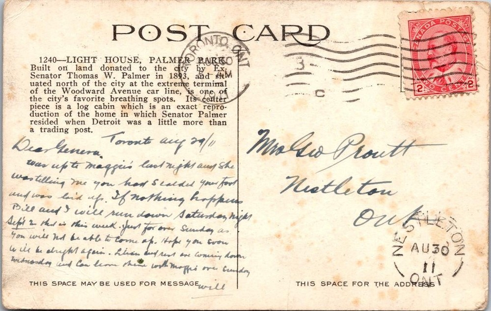 Canada 1911 Nestleton Ont PPC - A02139