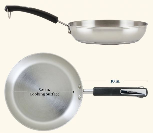 Versatile Frying Pan Stainless Steel, 10 inch