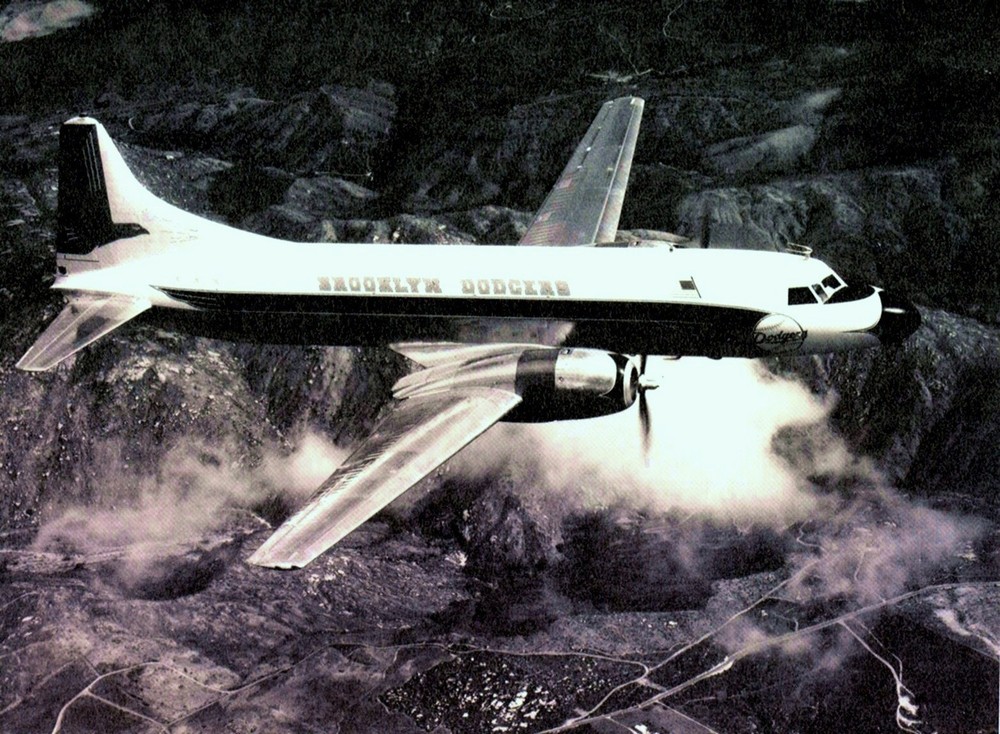 BROOKLYN DODGERS AIRPLANE IN FLIGHT