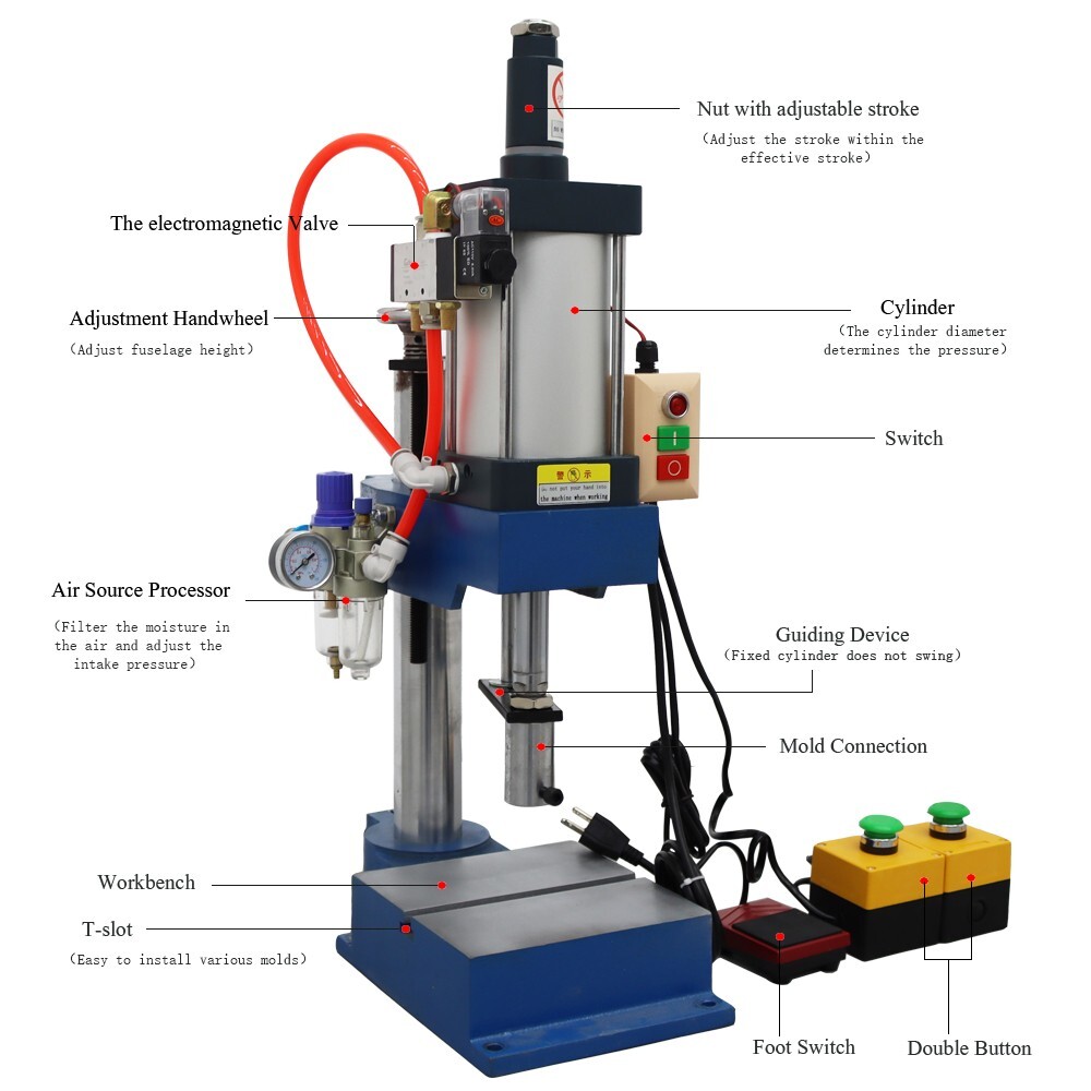 1100lbs Pneumatic Punching Machine Stroke 2"- 4 " Hole Press Bending Forming