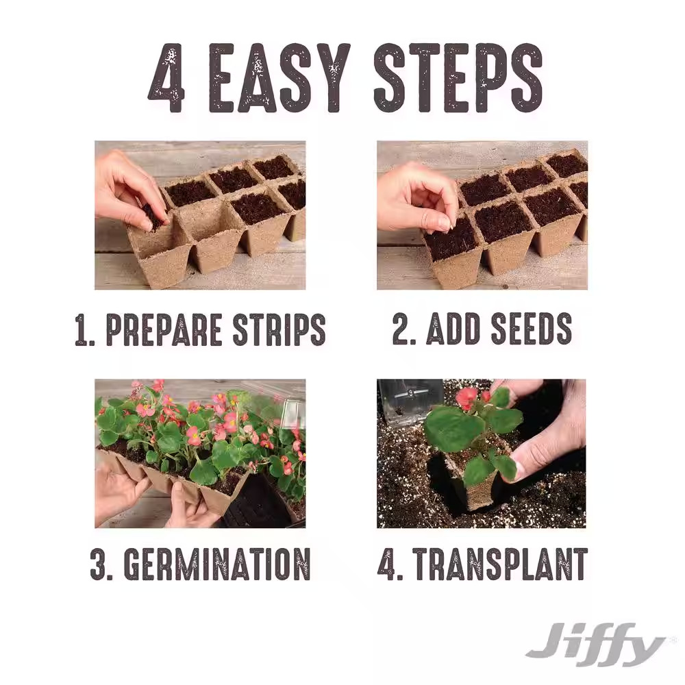 NEW Jiffy Peat Strips Seed Starter Kit 50 Biodegradable Pots Easy Plant Growth
