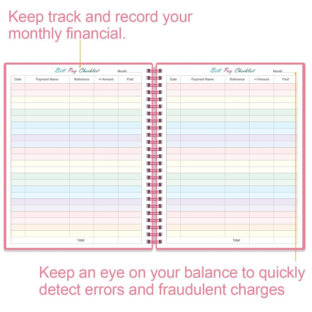 Bill Tracker Notebook - Monthly Organizer & Planner for 8.5" x 11", Pink