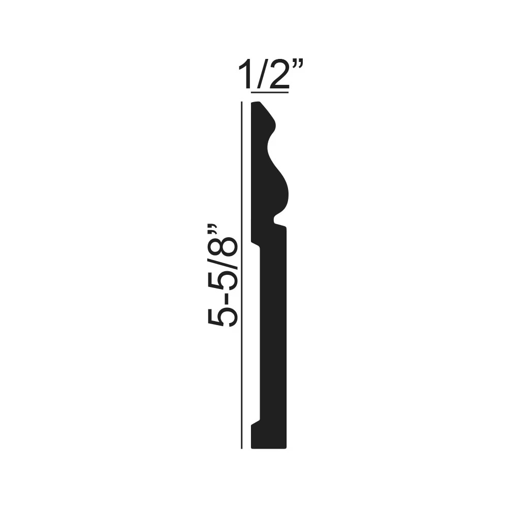 Outwater 5-5/8" x 96" White Polystyrene Base Moulding (6 Pack)