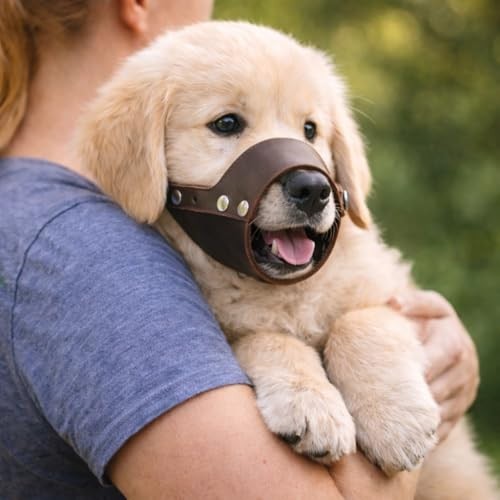 Comfortable Leather Dog Muzzle | Durable & Adjustable | Vet-Approved Safety | Sm
