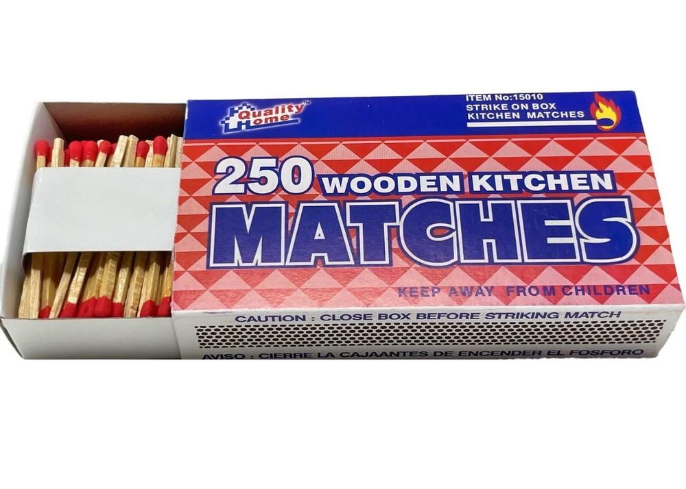 4 Pack Large Matches 1000 Count Strike On Box Bulk Kitchen/Camping/Fire/Candle