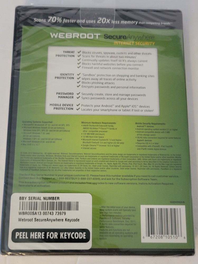 Webroot Secure Anywhere Internet Security Complete 2011 Sealed