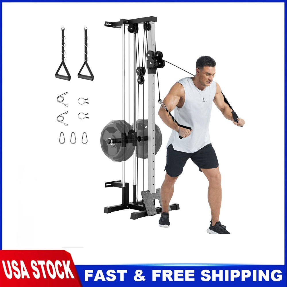 Wall Mount Cable Machine, Adjustable Dual Pulley Cable Crossover Machine Workout