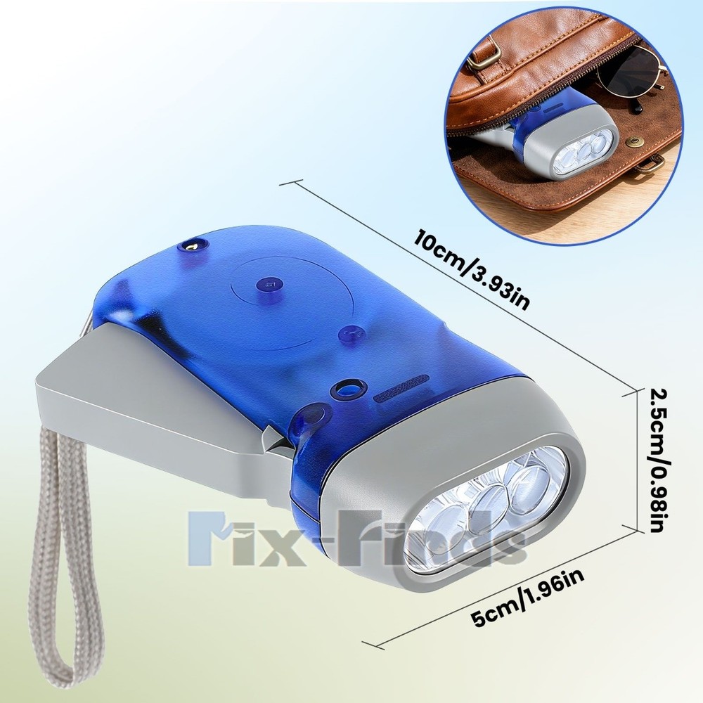 4x Hand Crank LED Flashlight Dynamo Pressing Flashlight Camping Emergency Torch