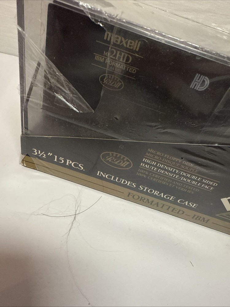 15 Pack Maxell High Density 3.5” Floppy Micro Disks Storage Case MF 2HD Sealed