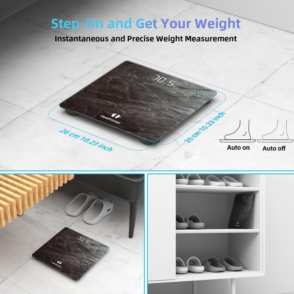 High Precision Digital Bathroom Scale with LED Display - Max 400 lb, Slim Design