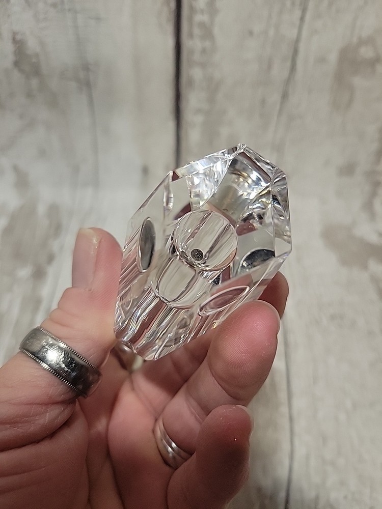 Crystal Perfume Bottle , Diamond Cut, Silver Tone Hardware Vanity NEW