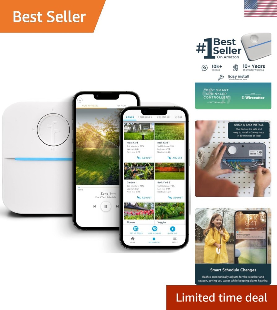 WiFi Smart Sprinkler Controller 8-Zone Irrigation Remote Control – App-Based ...
