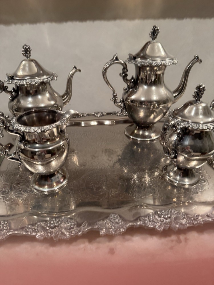 Birmingham  5 piece Tea set Silver on copper