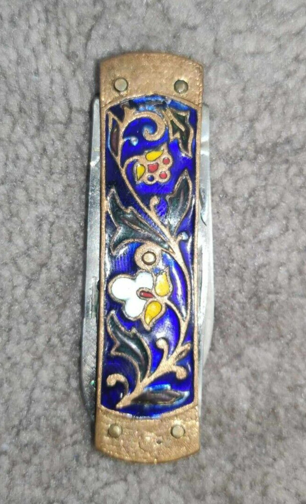 Folding pen knife, vintage USSR enamel