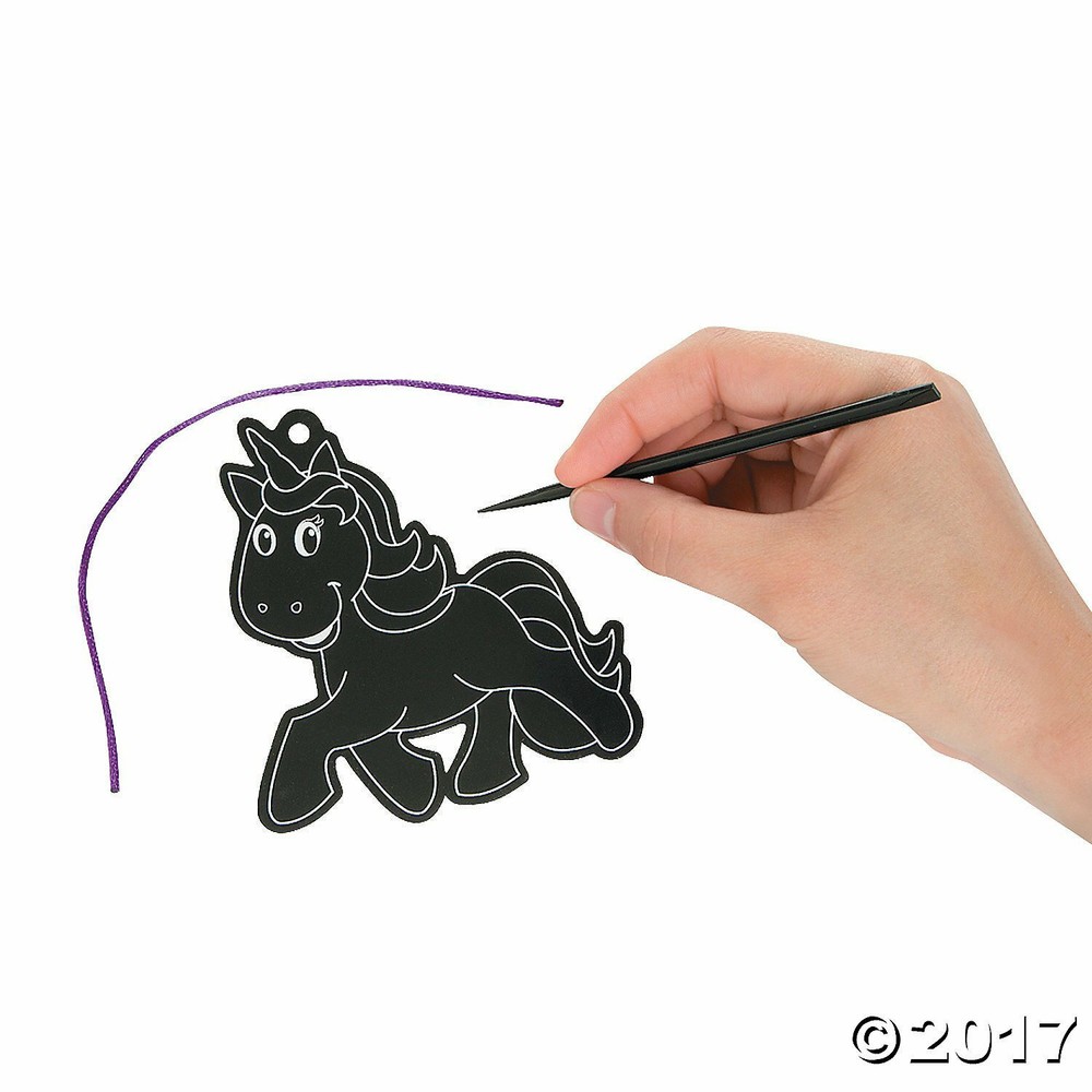 Unicorn Magic Scratch Ornaments - 24 Pc