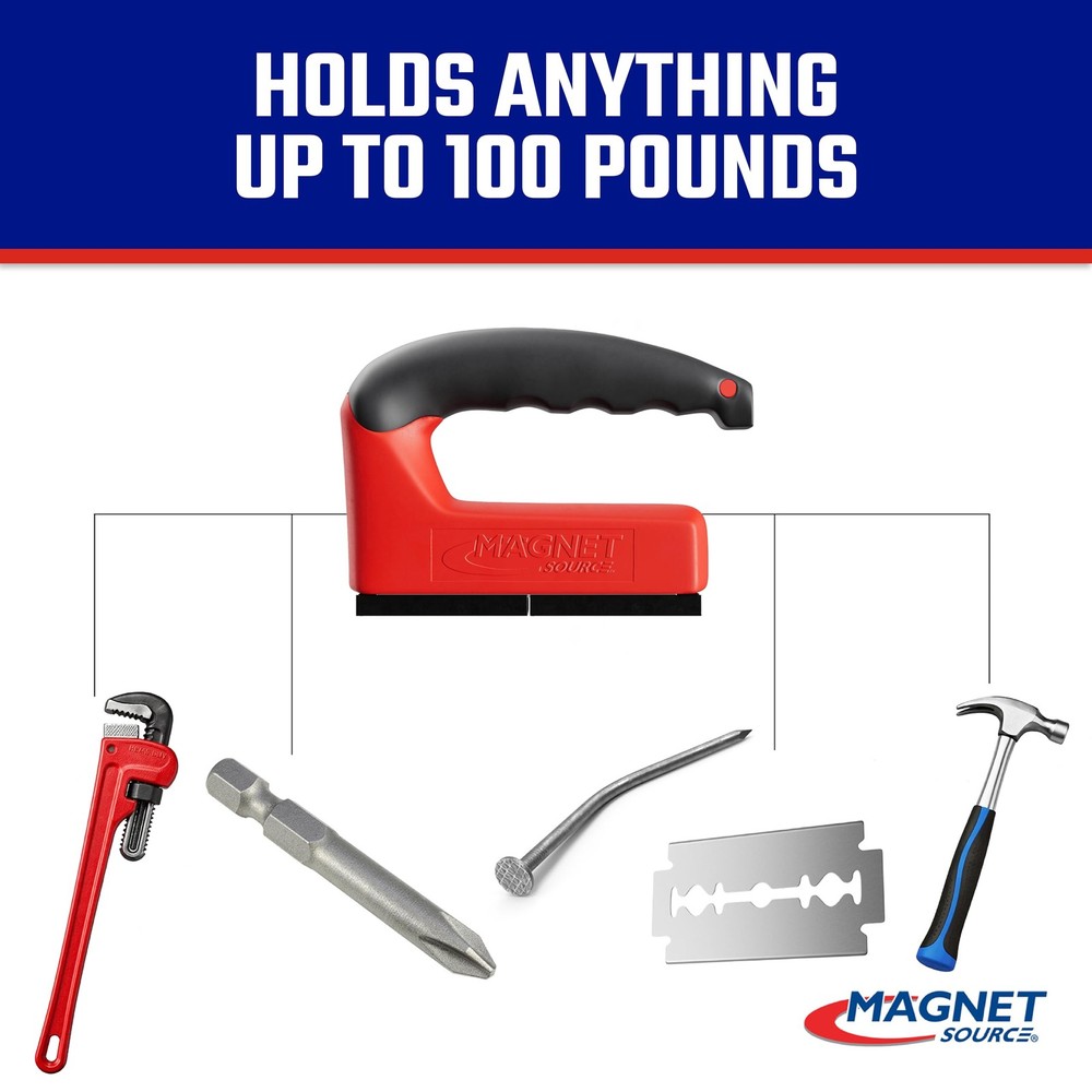 Master Magnetics Strong Magnet with Ergonomic Handle - 100 lb Pull Force, Red...