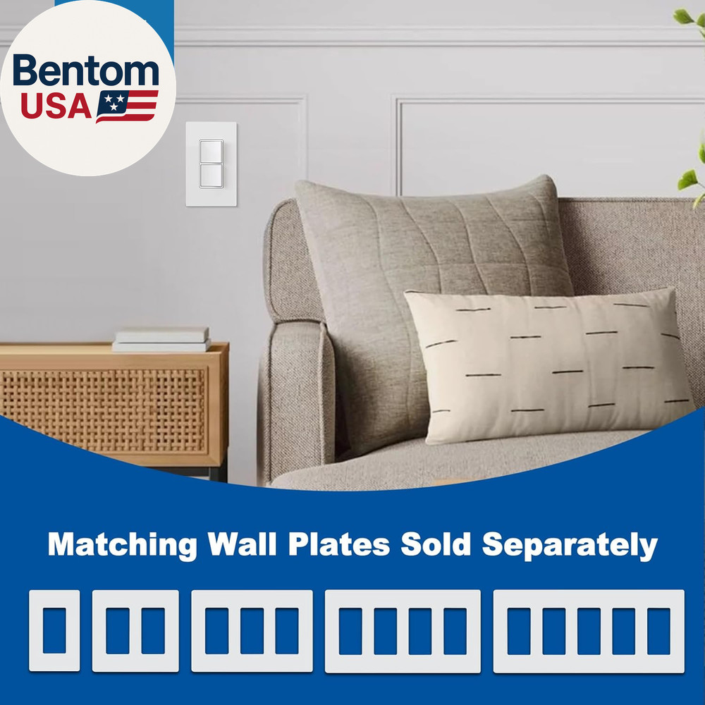 CML Double Paddle Rocker Decorator Light Switch, Single Pole Dual Self-Grounding