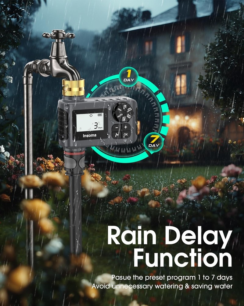 Garden Hose Water Timer with Rain Delay Automatic Drip Controller